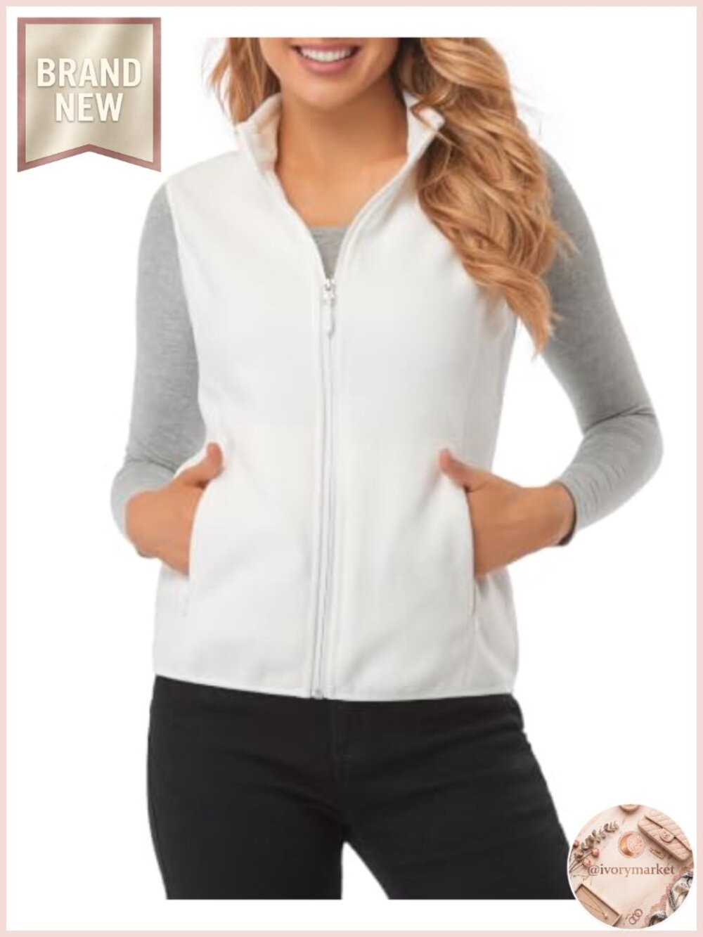 Women's Fleece Vest Sleeveless Lightweight Zip Pockets Layering